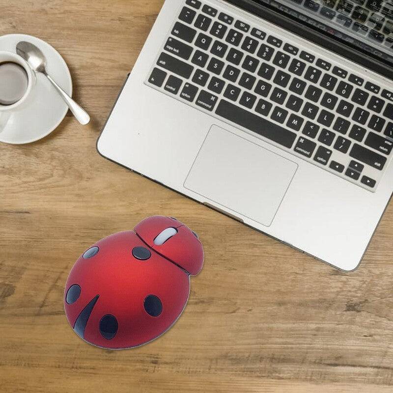 Wireless Mouse with USB Receiver 2.4GHz Cartoon Ladybug Mouse