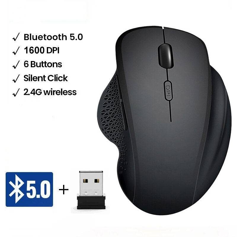 Wireless Mouse Bluetooth5.0 Mouse Ergonomic 1600DPI Mice