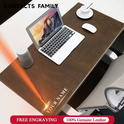 CONTACT'S FAMILY Genuine Leather Mouse Pad Cowhide Large Desk Mat Computer Mousepad Keyboard Table Cover for PC Gamer Laptop - PYJ IT Solutions Online Shop