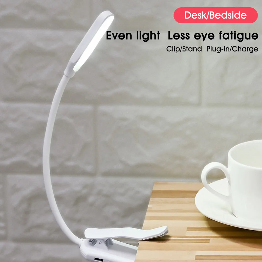 Book Light Mini 7 LED Reading Light Rechargeable 3-Level Warm Cool White Flexible Easy Clip Lamp Read Night Reading Lamp in Bed - PYJ IT Solutions Online Shop