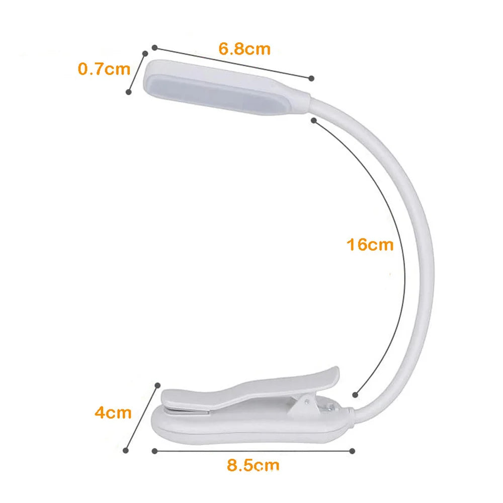 Book Light Mini 7 LED Reading Light Rechargeable 3-Level Warm Cool White Flexible Easy Clip Lamp Read Night Reading Lamp in Bed - PYJ IT Solutions Online Shop