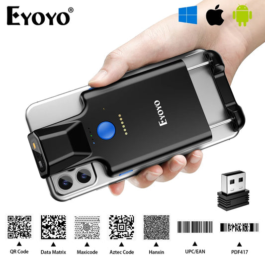 Eyoyo Portable 1D/2D Back Clip Bluetooth Barcode Reader Works With Phone,QR Image Maxicode PDF417 Screen Scanner 1600mAh Battery - PYJ IT Solutions Online Shop