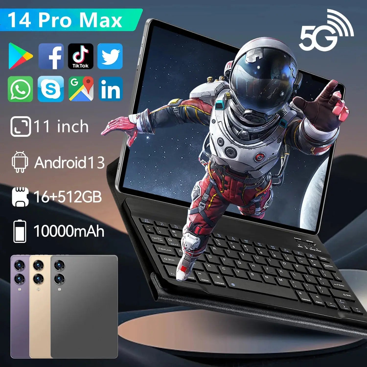 2024 Global Version New 14 PRO Max Tablet Android13 16GB 512GB 10000mAh 5G Dual SIM Phone Call GPS Bluetooth WiFi WPS Tablet PC - PYJ IT Solutions Online Shop