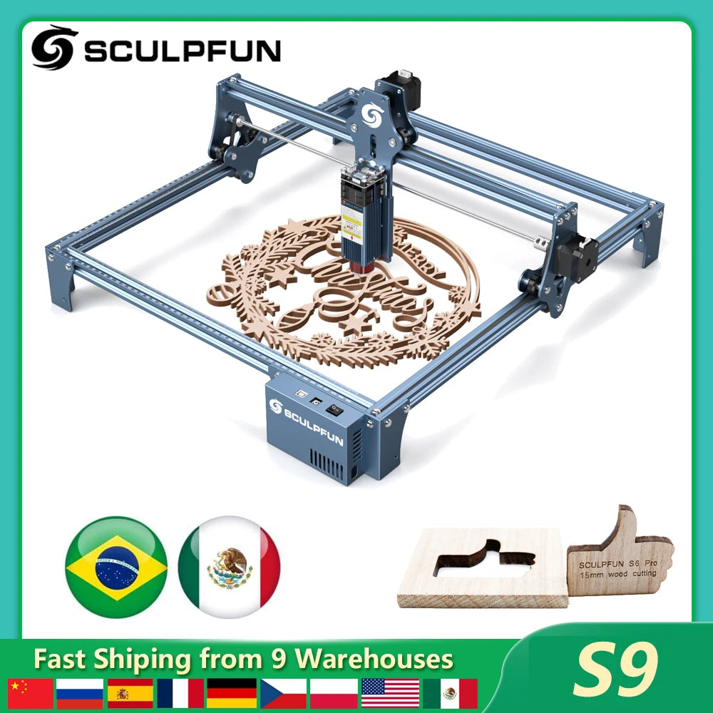 SCULPFUN S9 Laser Engraving Machine Ultra-thin Laser Beam Shaping Technology High-precision Wood Acrylic Laser Engraving - PYJ IT Solutions Online Shop