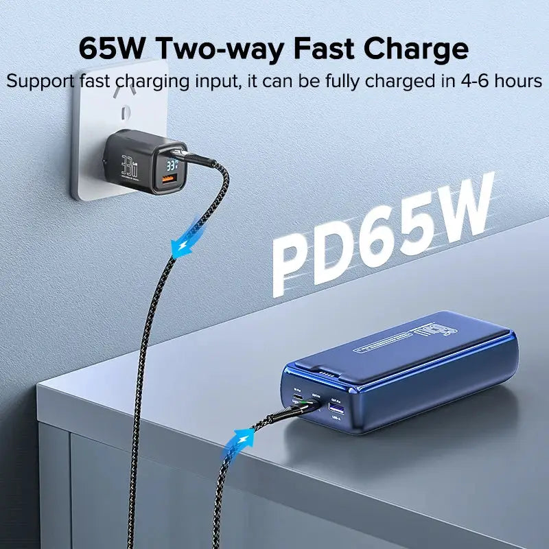 QOOVI Power Bank 30000mAh External Battery Capacity PD 65W Fast Charging Portable Charger Powerbank For Laptop iPhone Samsung - PYJ IT Solutions Online Shop