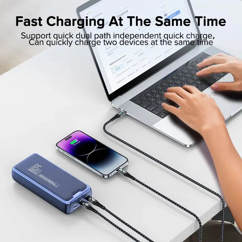 QOOVI Power Bank 30000mAh External Battery Capacity PD 65W Fast Charging Portable Charger Powerbank For Laptop iPhone Samsung - PYJ IT Solutions Online Shop