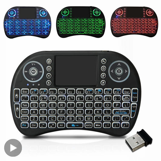 Backlit Mini Wireless Keyboard Spanish French Azerty Russian Portuguese Brazil Language Air Mouse With Touchpad N RGB PC TV Box - PYJ IT Solutions Online Shop