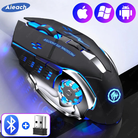 AIEACH Bluetooth Mouse Gaming Computer Rechargeable Wireless Mouse USB Mechanical E-Sports Backlight PC Gamer Mouse For Computer - PYJ IT Solutions Online Shop