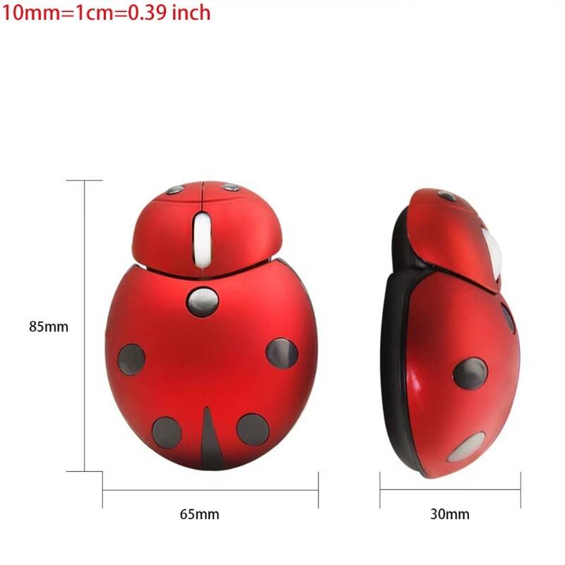 Wireless Mouse with USB Receiver 2.4GHz Cartoon Ladybug Mouse